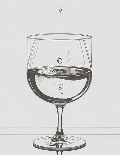 Minimal art - lijntekening waterglas 02