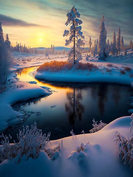 Winter sunset by haroulita