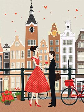 Paar in Amsterdam illustratie van haroulita
