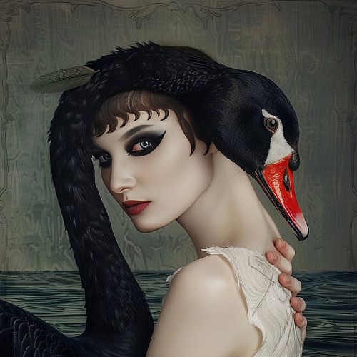 woman with swan