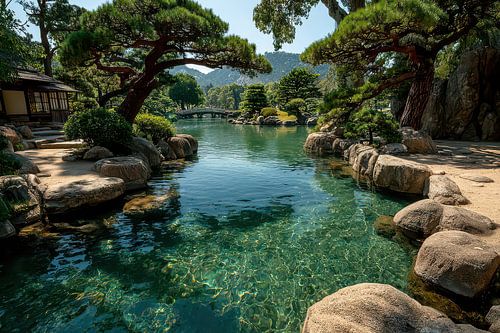 schilderachtige japanse kunst tuin