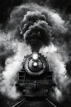 Stoomende legende op rails van Poster Art Shop