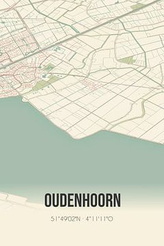 Vintage landkaart van Oudenhoorn (Zuid-Holland) van MijnStadsPoster