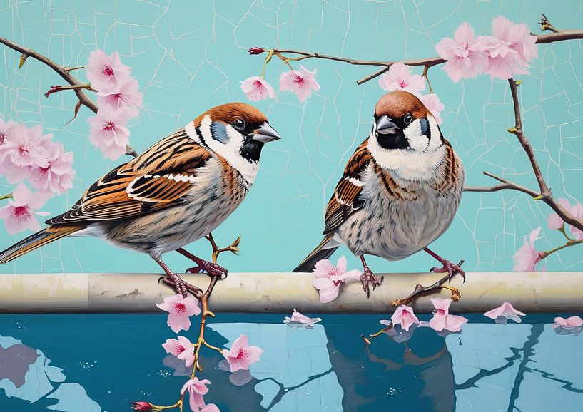 Sparrows by Eye catching paintings