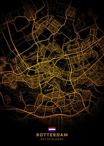 Rotterdam Stadsplattegrond Modern Zwart Goud