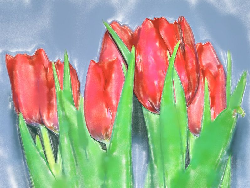 Tulpen in aquarel look van Edgar Schermaul