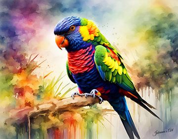 Schöne Vögel der Welt - Regenbogenlori von Johanna's Art