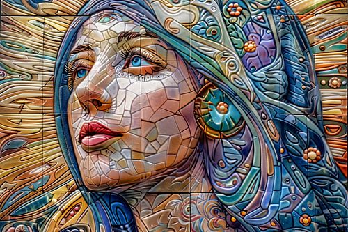 woman mosaic fresco style