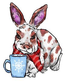 Lapin douillet avec une tasse sur Antiope33