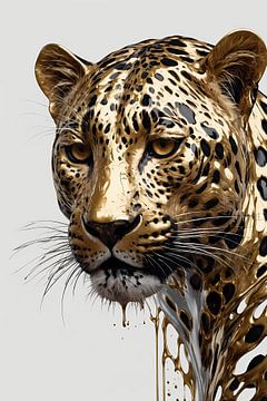 Gold Leopard in Art Nouveau Style by De Muurdecoratie