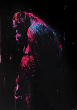 Schilderij Neon Gorilla van Kunst Kriebels