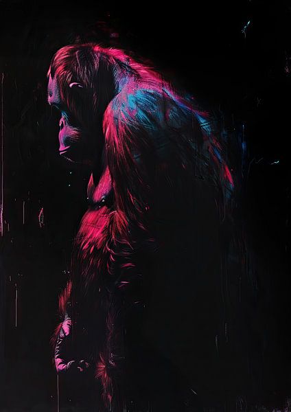 Malerei Neon Gorilla von Kunst Laune