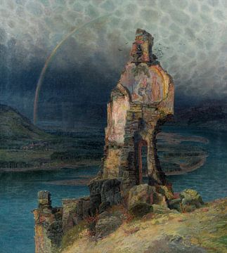 Emilie Mediz-Pelikan, Ruinen von Dürnstein mit Regenbogen, 1900