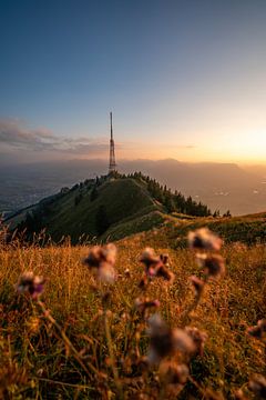 Coucher de soleil sur le Grünten sur Leo Schindzielorz