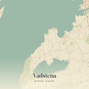 Vintage landkaart van Vadstena, Sweden. van MijnStadsPoster