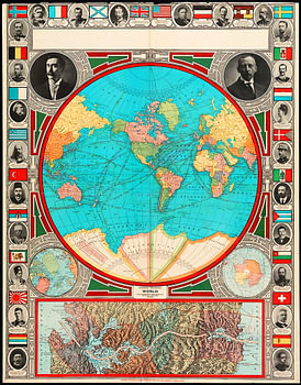 Carte du monde d'époque (1913)
