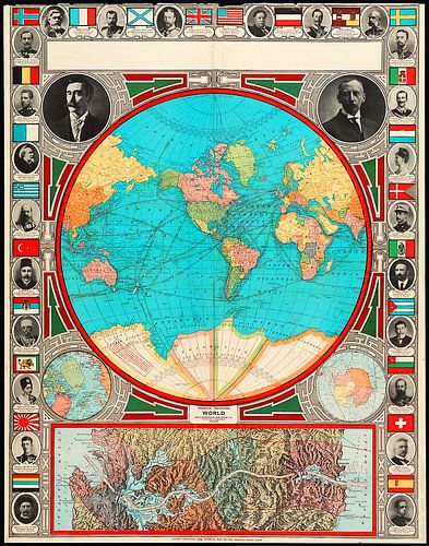 Vintage wereldkaart (1913)