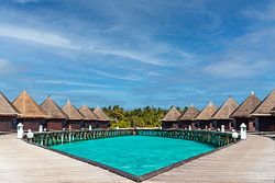 De bungalow rij in het paradijs