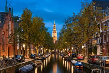 Gracht in Amsterdam bij Nacht van Michael Abid