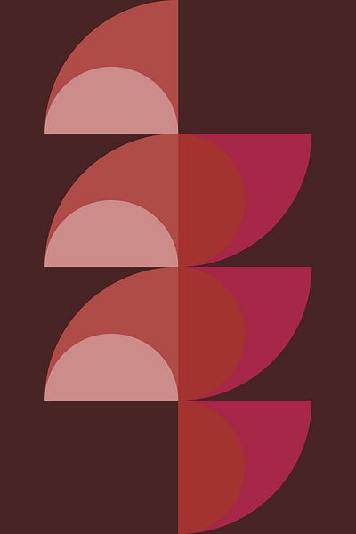 Abstrakte geometrische Kunst im Retrostil in rosa, terra, braun Nr. 3 von Dina Dankers