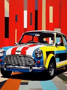 Alter Mini Cooper Auto Nostalgie bunt Pop Art grafisch modern