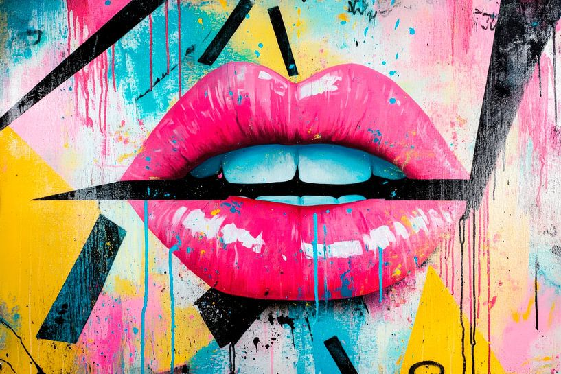 Bunter Mundeindruck – Modernes Graffiti von Poster Art Shop
