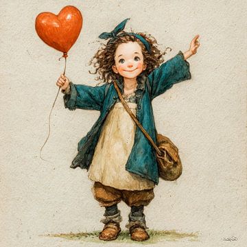 fille avec ballon sur Gelissen Artworks