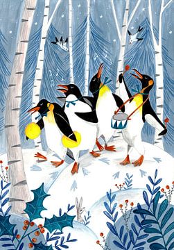 Les pingouins font de la musique dans la forêt sur Caroline Bonne Müller