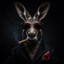 Kangourou avec un cigare et des lunettes de soleil sur TheXclusive Art
