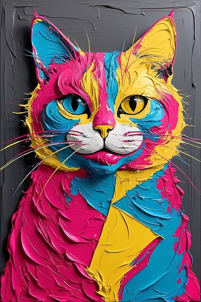 Abstract and colourful cat portrait by Art & Soul Creations