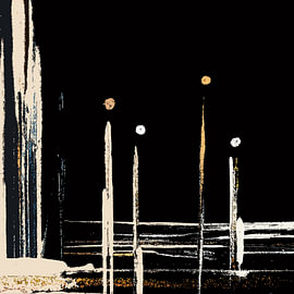 Gedanken in dunklem Blau, abstrakte Farbenergien 01 von Kerstin Franz
