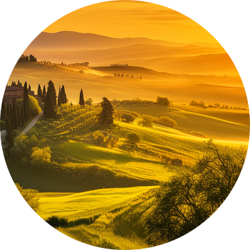 Golden Hour in Toscane, Italië van Vlindertuin-Art