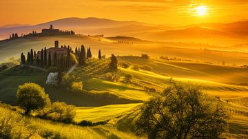 Golden Hour in Tuscany, Italy by Vlindertuin Art