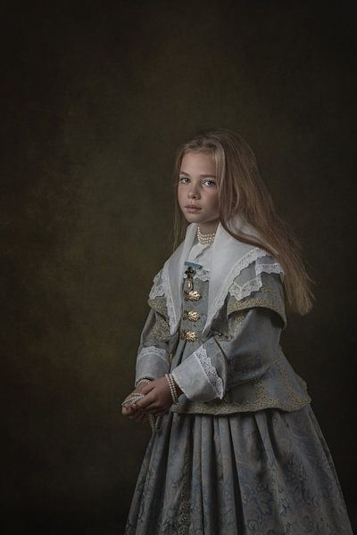 "La fille habillée en bleu" D'après le vieux maître hollandais Johannes Corneliszoon Versp par ingrid schot