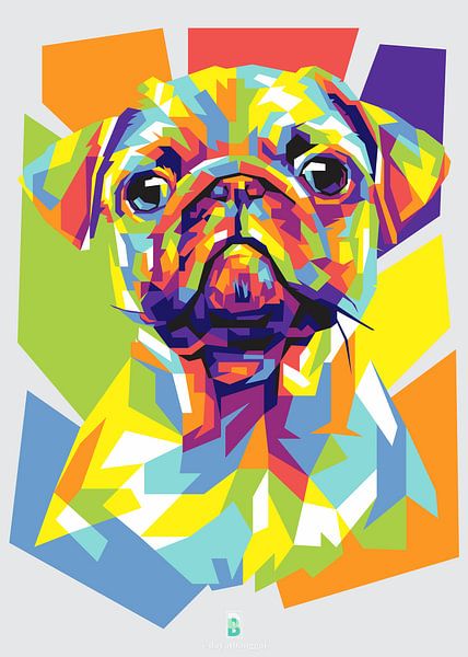Mopshond WPAP Kunst van Dayat Banggai