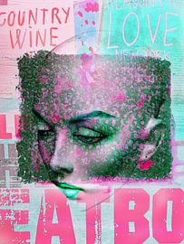 Lèvres et yeux verts sur Gabi Hampe