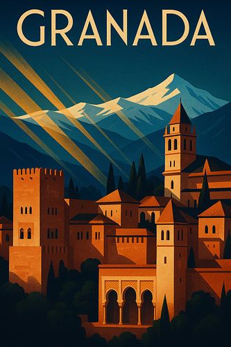 Granada Art Deco Poster - Vintage Spanje Reizen Muur Kunst