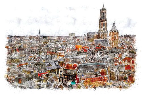 Utereg m'n stadsie (aquarel)