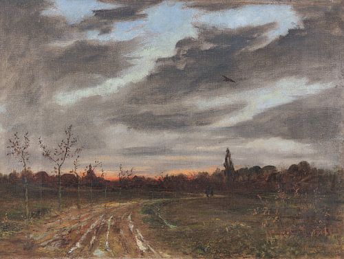 Avondstemming na de regen op weg naar Niedergrunstedt, PAUL BAUM, 1884