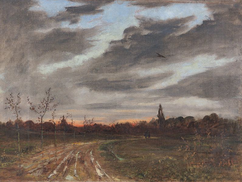Abendstimmung nach dem Regen am Weg nach Niedergrunstedt, PAUL BAUM, 1884 von Atelier Liesjes