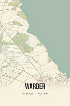 Vintage landkaart van Warder (Noord-Holland) van MijnStadsPoster