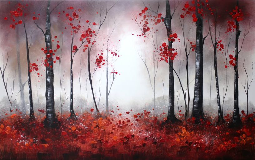 Modern Abstract Schilderij Herfstbos van Preet Lambon