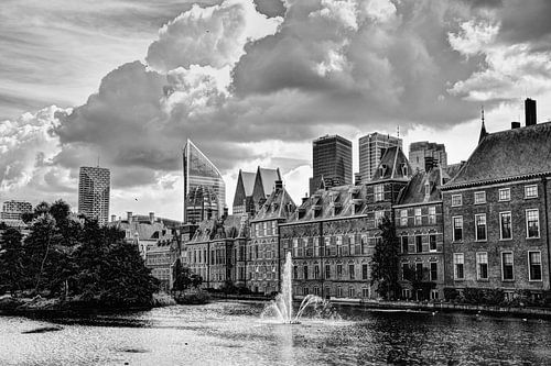 Binnenhof de La Haye Pays-Bas Noir et blanc