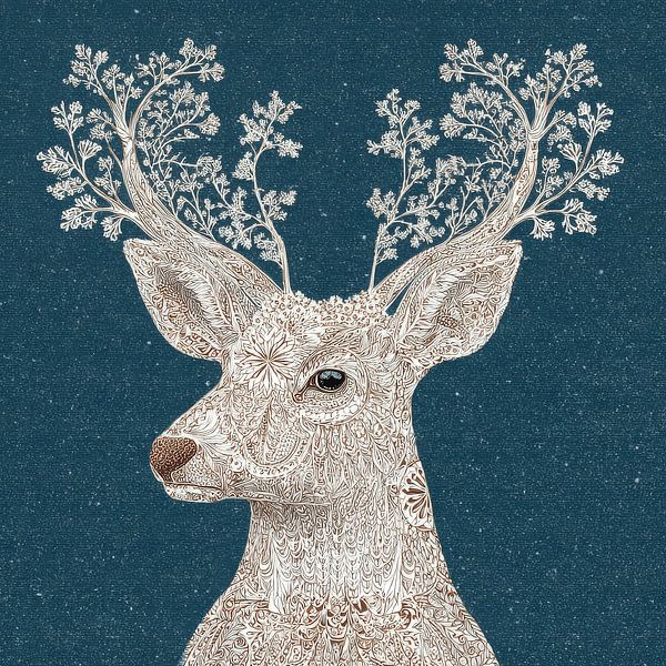 Hirsch im Ornamenttraum Ornamentale Linien und Natur von Eva Lee