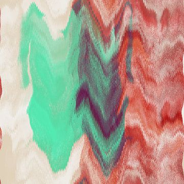 Retro abstracte kunst in jaren 70 stijl in neongroen, terracotta, wit I