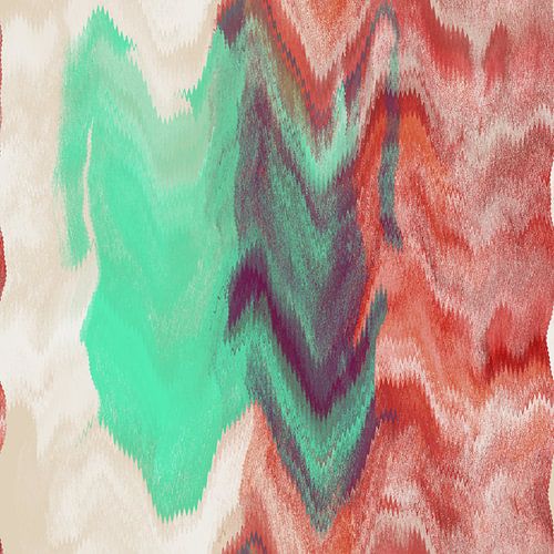 Retro abstract 70s style art in neon green, terracotta, white I by Dina Dankers