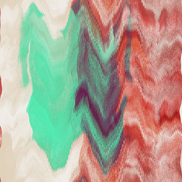 Retro abstract 70s style art in neon green, terracotta, white I by Dina Dankers