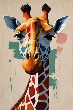 Modern portret giraffe van De Muurdecoratie