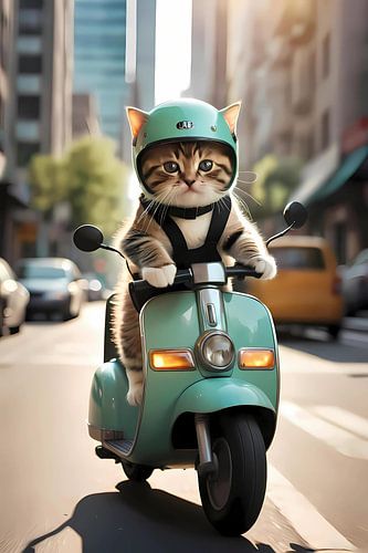 Le chat le plus difficile sur le scooter ;