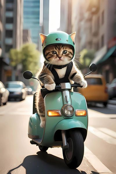Le chat le plus difficile sur le scooter ; par Bella Luna Fotografie